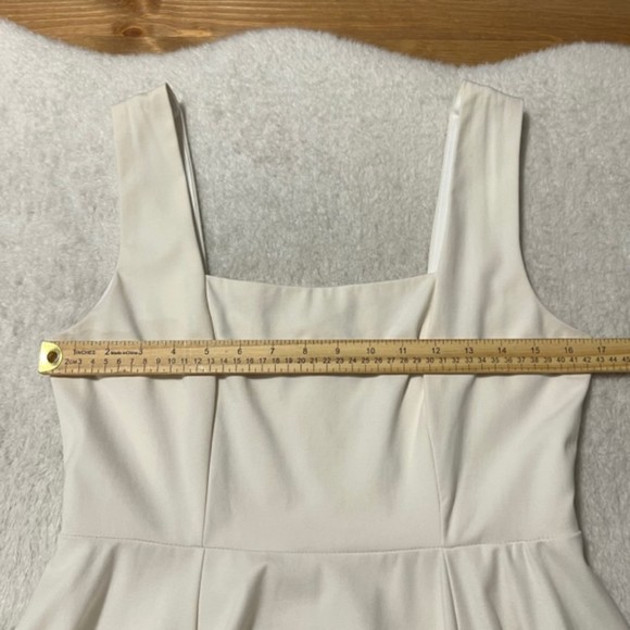 Lulus Cream Empire Waist Sleeveless Hi Low Hem Stretch Flowy Midi Dress Sz Large - Picture 11 of 13